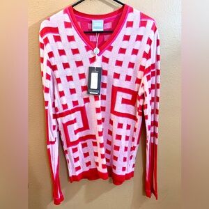 🌺SOLD🌺Versace Jeans Couture Vintage Red & Pink Sweater - S NWT